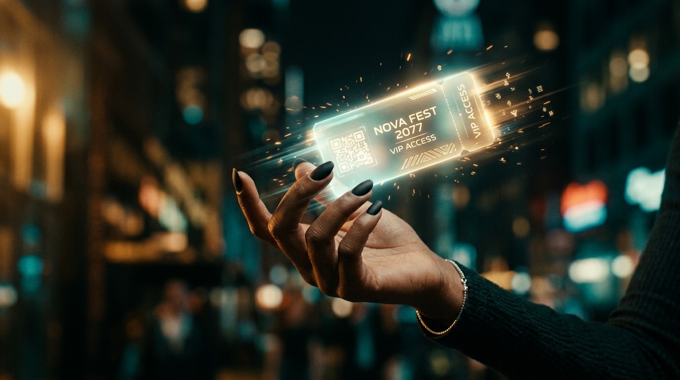 Futuristic holographic event ticket